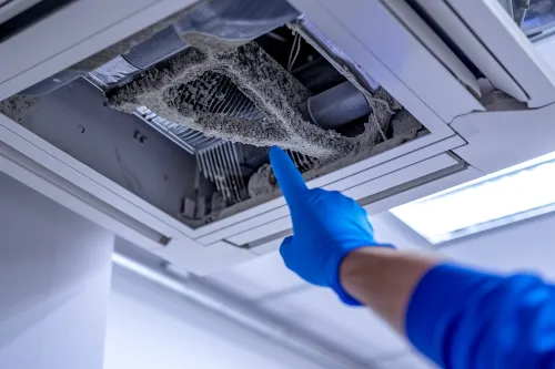 Nettoyage approfondi du bac de récupération d'eau et débouchage des conduits d'évacuation