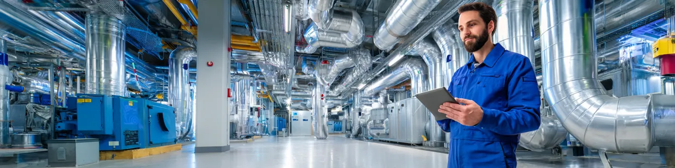 Technicien qualifié effectuant la maintenance préventive d'un système de climatisation commercial