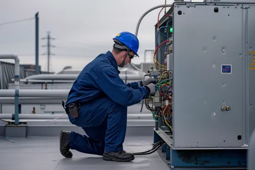 Technicien qualifié effectuant une réparation complexe avec outils professionnels sur équipement